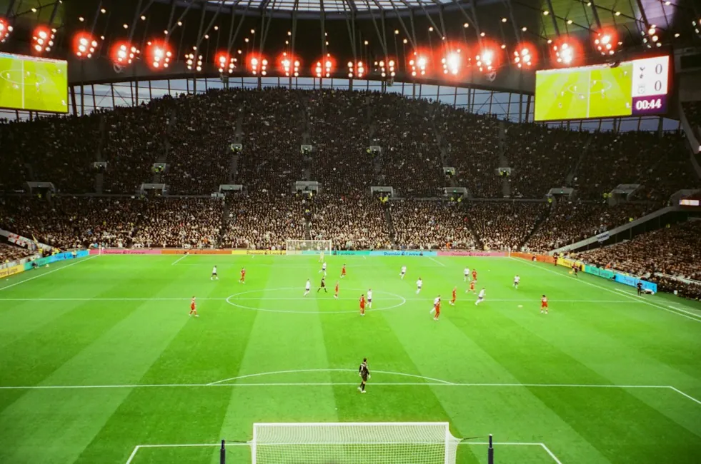 Football match in a stadium